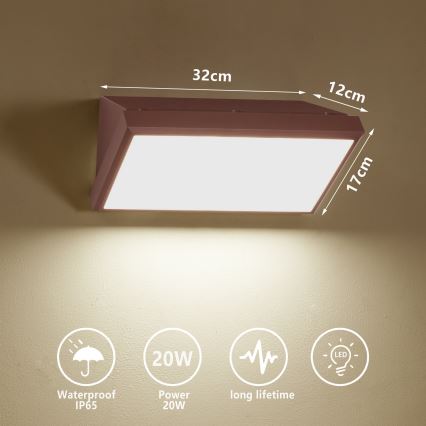 Brilagi - LED kültéri fali lámpatest TRIANGLE LED/20W/230V 3000/4000/6500K barna IP65