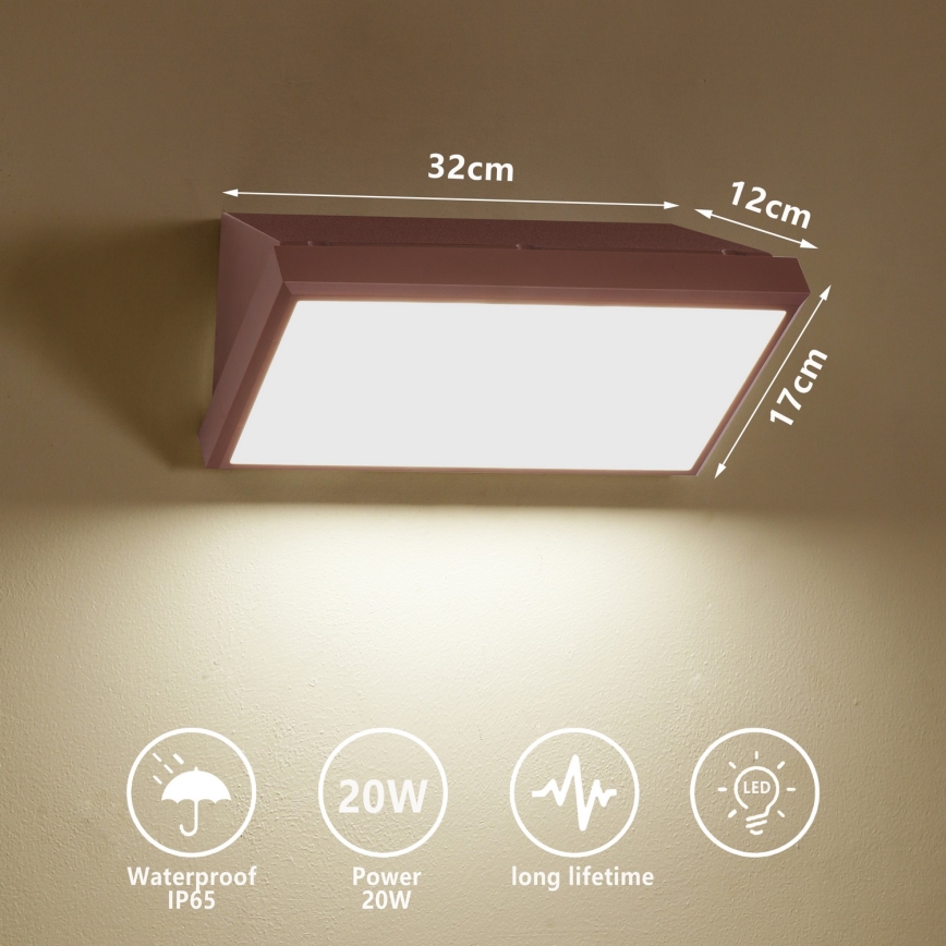 Brilagi - LED kültéri fali lámpatest TRIANGLE LED/20W/230V 3000/4000/6500K barna IP65
