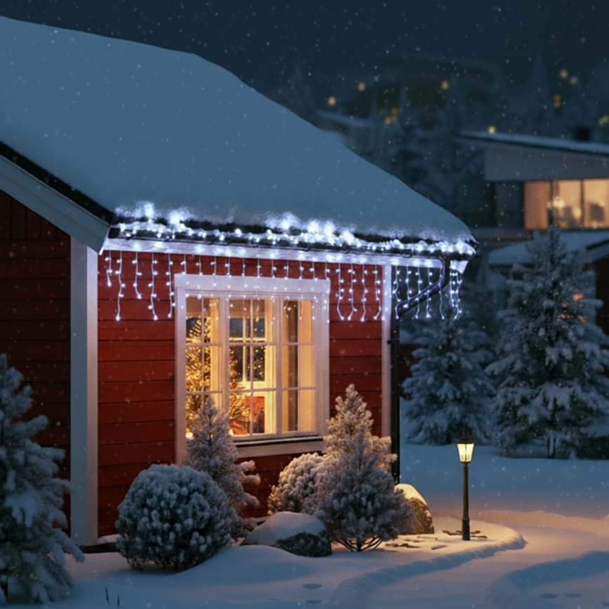 Brilagi - LED kültéri fényfüzér 200xLED/8 funkció, 13 m, IP44, hideg fehér, jégcsapok