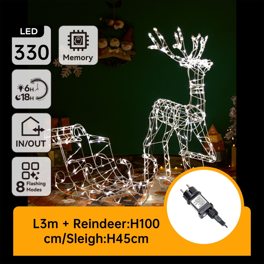 BRILAGI - LED kültéri karácsonyi dekoráció LED/3,6W/8 funkció 100 cm IP44 szarvas szánkóval meleg fehér
