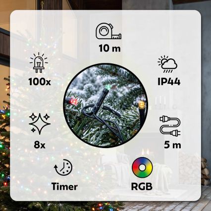 BRILAGI - LED kültéri karácsonyi fényfüzér 100xLED/8 világítási mód 13 m IP44 többszínű
