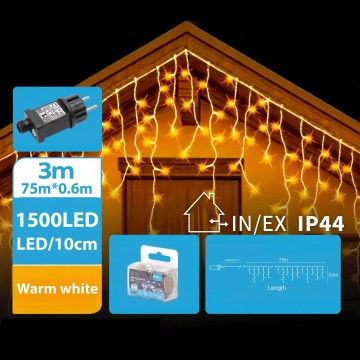 BRILAGI - LED Kültéri karácsonyi fényfüzér 1500xLED/12W/8 funkció 78x0,6m IP44 meleg fehér
