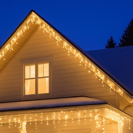 Brilagi - LED kültéri karácsonyi fényfüzér, 360 db LED / 8 világítási mód, 14 m hosszú, IP44, meleg fehér, jégcsapok