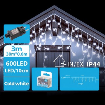 BRILAGI - LED Kültéri karácsonyi fényfüzér 600xLED/6W/8 funkciós 33x0,6m IP44 hideg fehér