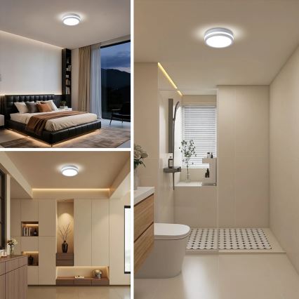 Brilagi - BENE LED kültéri mennyezeti lámpatest érzékelővel LED/18W/230V, átm. 21,5 cm, fehér, IP54
