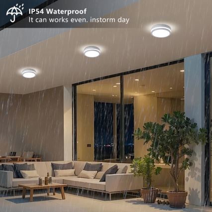 Brilagi - LED kültéri mennyezeti lámpatest érzékelővel BENE LED/18W/230V átm. 21,5 cm fehér IP54