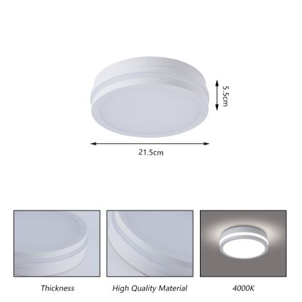 Brilagi - LED kültéri mennyezeti lámpatest érzékelővel BENE LED/18W/230V átm. 21,5 cm fehér IP54