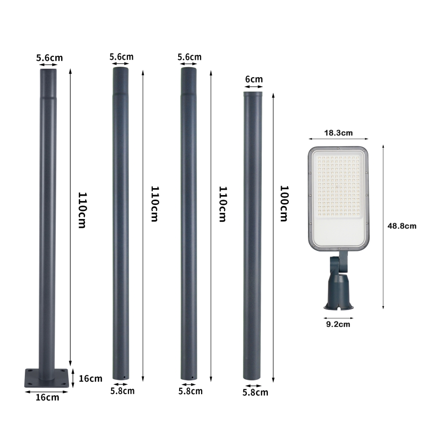 Brilagi - URBANLIGHT 4 m oszloppal és csuklóval kültéri LED utcai lámpa LED/100W/230V antracit IP65