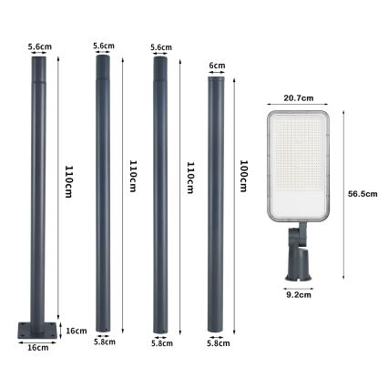 Brilagi - 4 m-es oszloppal és csuklóval rendelkező kültéri LED utcai lámpa URBANLIGHT LED/200W/230V antracit IP65