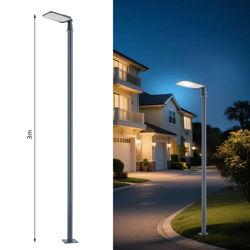 Brilagi - LED kültéri utcai lámpa oszloppal és csuklóval 3 m URBANLIGHT LED/100W/230V antracit IP65