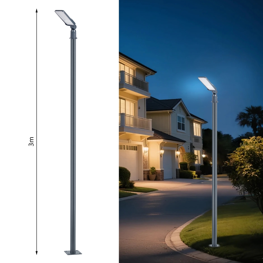 Brilagi - URBANLIGHT kültéri LED utcai lámpa oszloppal és csuklós szerkezettel 3 m LED/50W/230V antracit IP65