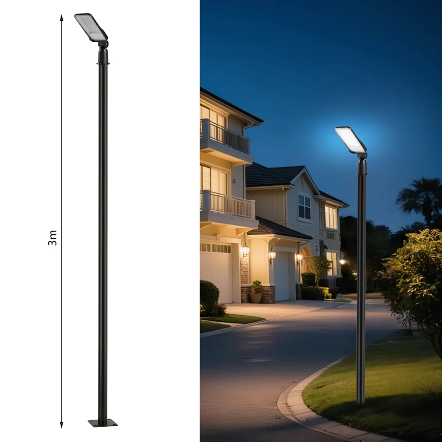 Brilagi - LED kültéri utcai lámpa oszloppal és állítható csuklóval 3 m URBANLIGHT LED/50W/230V fekete IP65