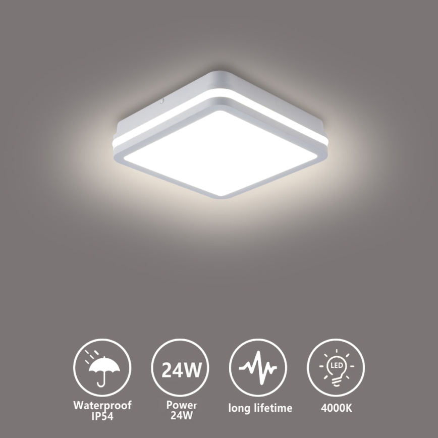 Brilagi - LED kültéri lámpatest BENE LED/24W/230V 26x26 cm fehér IP54