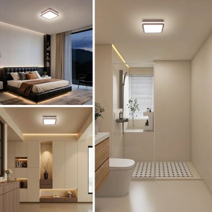 Brilagi - LED kültéri mennyezeti lámpatest érzékelővel BENE LED/18W/230V 21,5x21,5 cm barna IP54
