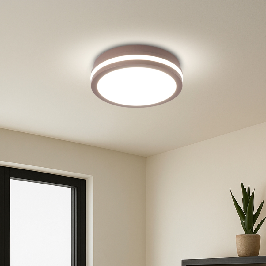 Brilagi - LED kültéri mennyezeti lámpatest érzékelővel BENE LED/18W/230V átm. 21,5 cm barna IP54