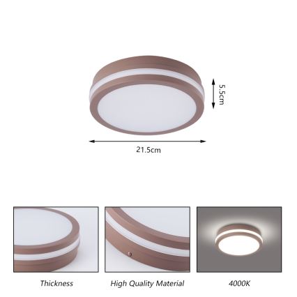 Brilagi - LED kültéri mennyezeti lámpatest érzékelővel BENE LED/18W/230V átm. 21,5 cm barna IP54