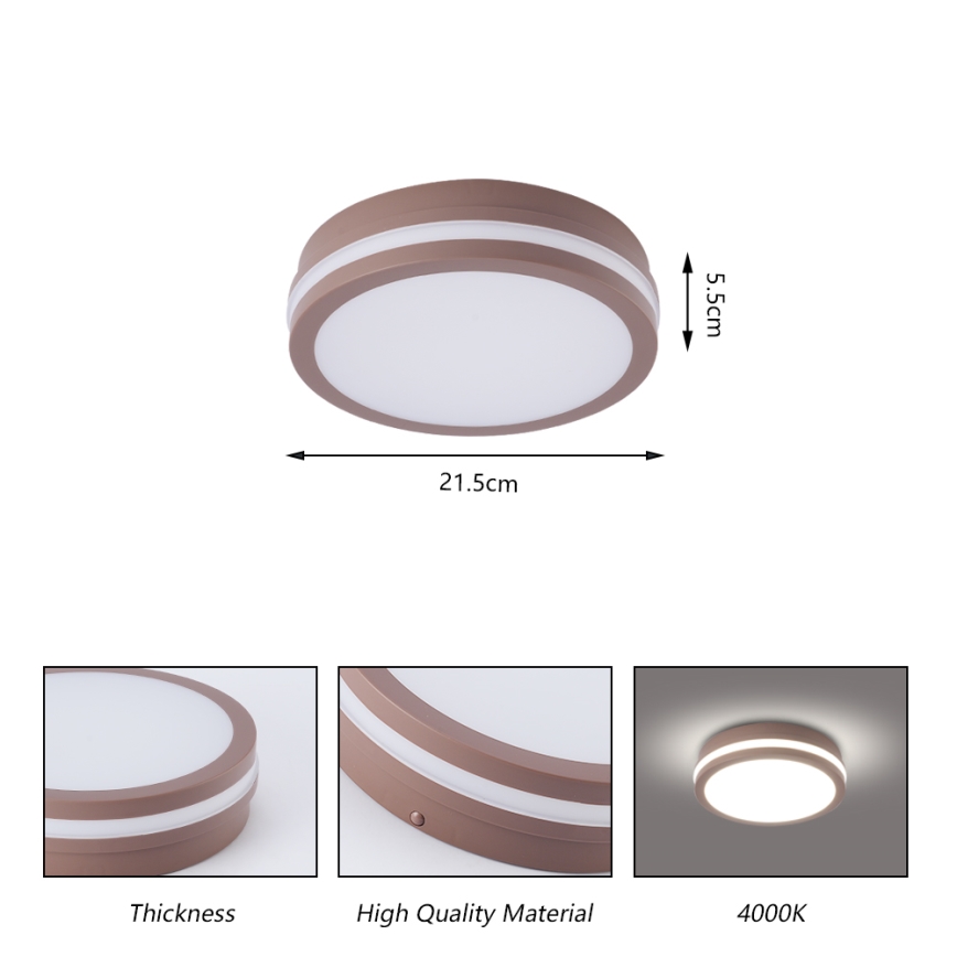 Brilagi - LED kültéri mennyezeti lámpatest érzékelővel BENE LED/18W/230V átm. 21,5 cm barna IP54