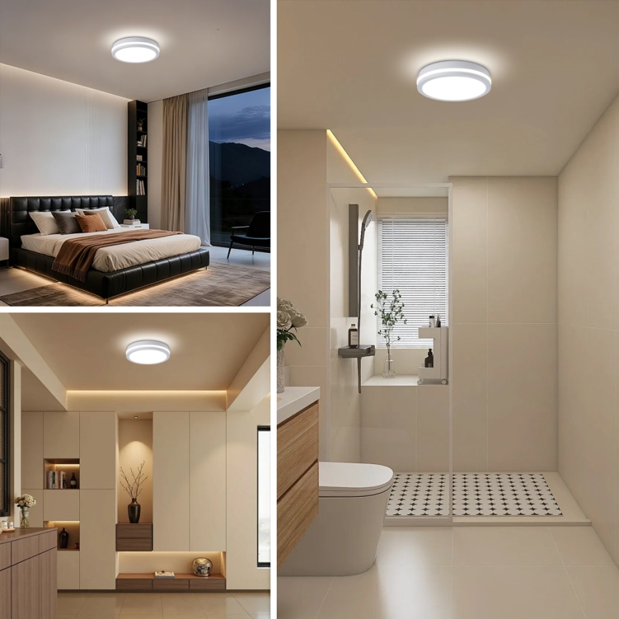 Brilagi - LED kültéri mennyezeti lámpa mozgásérzékelővel BENE LED/24W/230V átm. 26 cm fehér IP54