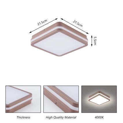 Brilagi - BENE kültéri LED mennyezeti lámpatest LED/18W/230V 21,5x21,5 cm barna IP54