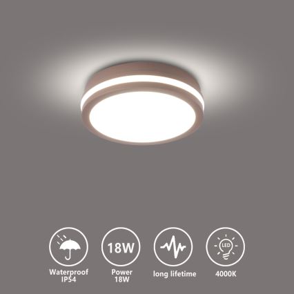 Brilagi - LED kültéri mennyezeti lámpatest BENE LED/18W/230V átm. 21,5 cm barna IP54