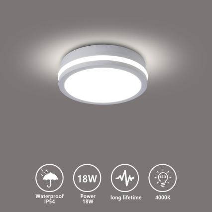 Brilagi - LED kültéri mennyezeti lámpatest BENE LED/18W/230V átm. 21,5 cm fehér IP54