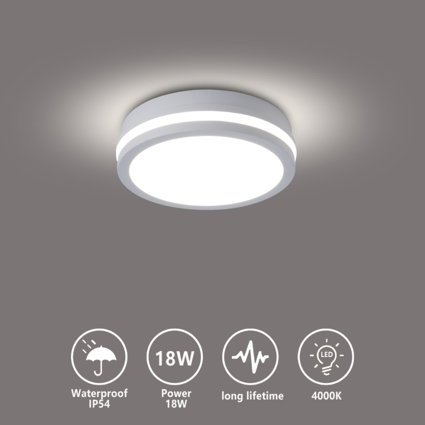 Brilagi - LED kültéri mennyezeti lámpatest BENE LED/18W/230V átm. 21,5 cm fehér IP54