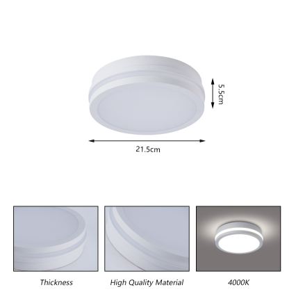 Brilagi - LED kültéri mennyezeti lámpatest BENE LED/18W/230V átm. 21,5 cm fehér IP54
