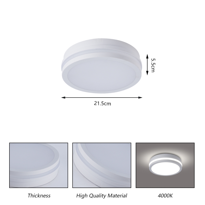 Brilagi - LED kültéri mennyezeti lámpatest BENE LED/18W/230V átm. 21,5 cm fehér IP54