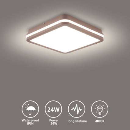 Brilagi - LED kültéri mennyezeti lámpatest BENE LED/24W/230V 26x26 cm barna IP54