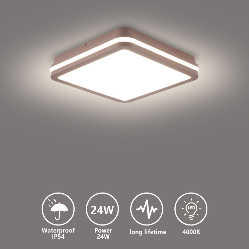 Brilagi - LED kültéri mennyezeti lámpatest BENE LED/24W/230V 26x26 cm barna IP54