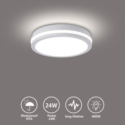 Brilagi - LED kültéri mennyezeti lámpatest BENE LED/24W/230V átm. 26 cm fehér IP54