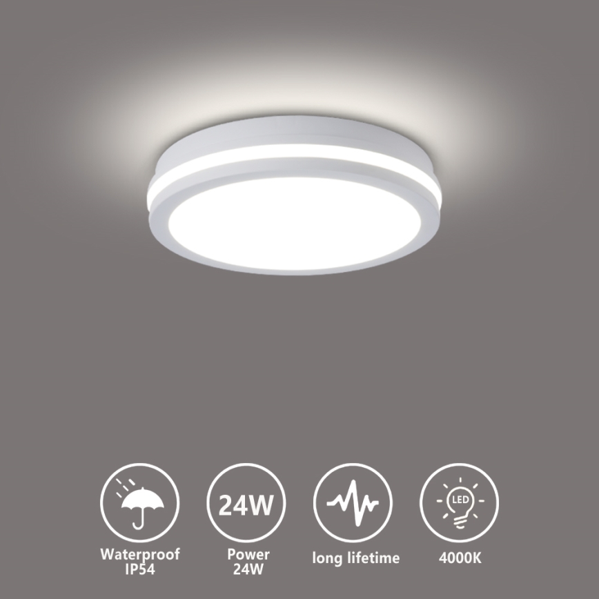 Brilagi - LED kültéri mennyezeti lámpatest BENE LED/24W/230V átm. 26 cm fehér IP54
