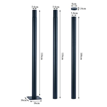 Brilagi - LED kültéri utcai lámpa 3 m-es oszloppal URBANSPARK LED/120W/230V antracit IP65