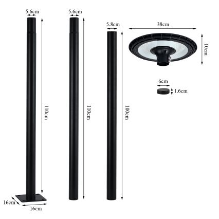 Brilagi - LED kültéri utcai lámpa URBANSPARK LED/120W/230V fekete IP65