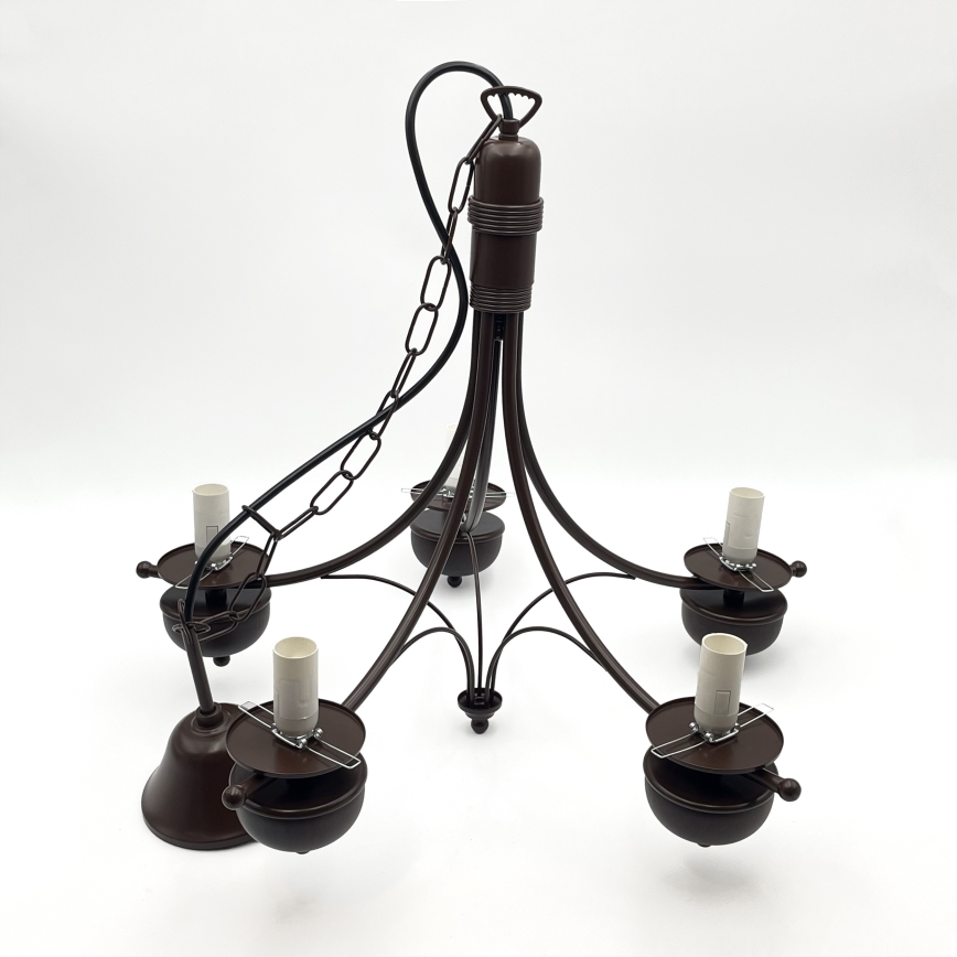 Brilagi - LED csillár láncon COTTAGE 5xE14/40W/230V tölgy/fehér