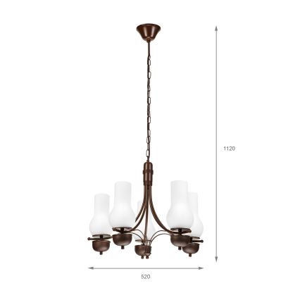 Brilagi - LED csillár láncon COTTAGE 5xE14/40W/230V tölgy/fehér