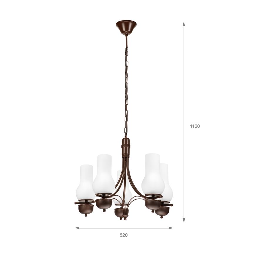 Brilagi - LED csillár láncon COTTAGE 5xE14/40W/230V tölgy/fehér