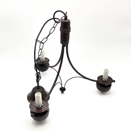 Brilagi - LED láncos csillár COTTAGE 3xE14/40W/230V bükk/barna/fehér