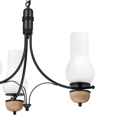 Brilagi - LED láncos csillár COTTAGE 3xE14/40W/230V tölgy/fekete/fehér