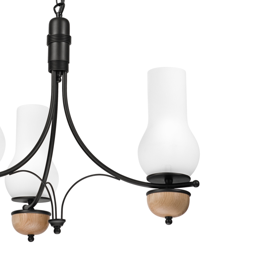 Brilagi - LED láncos csillár COTTAGE 3xE14/40W/230V tölgy/fekete/fehér
