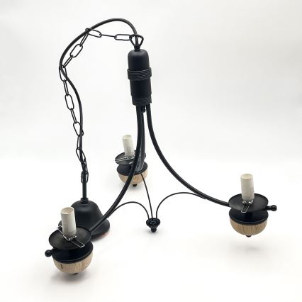 Brilagi - LED láncos csillár COTTAGE 3xE14/40W/230V tölgy/fekete/fehér