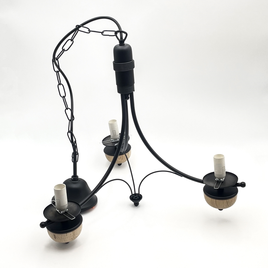 Brilagi - LED láncos csillár COTTAGE 3xE14/40W/230V tölgy/fekete/fehér