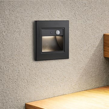 Brilagi - LED lépcsőlámpa érzékelővel STEP LIGHT LED/1,5W/230V IP44 fekete