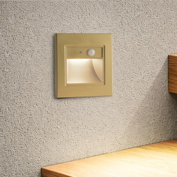 Brilagi - LED lépcsővilágító lámpa érzékelővel STEP LIGHT LED/1,5W/230V IP44 aranyszínű