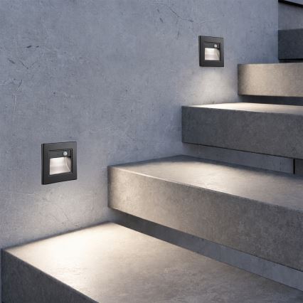 Brilagi - LED lépcsőlámpa érzékelővel STEP LIGHT LED/1,5W/230V IP44 fekete