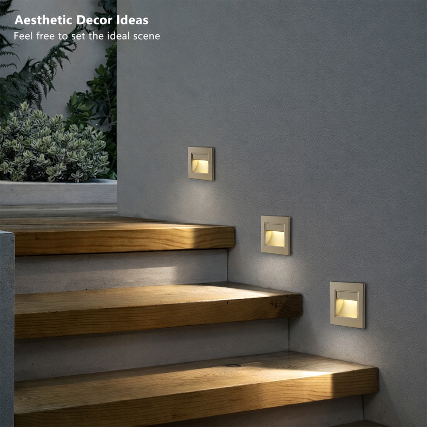 Brilagi - LED lépcsővilágító lámpa STEP LIGHT LED/1,5W/230V IP44 aranyszínű