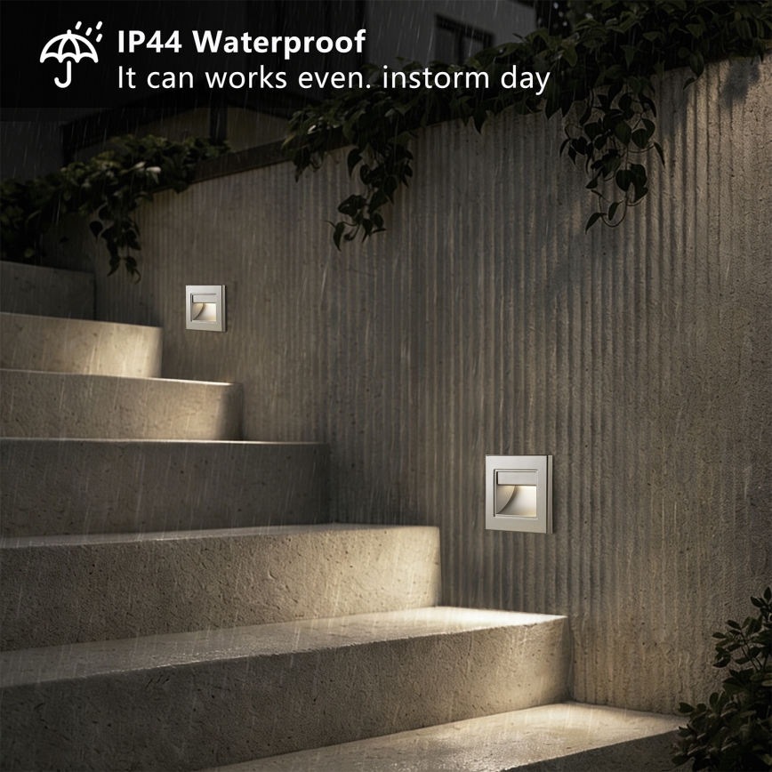 Brilagi - LED lépcsővilágító lámpa STEP LIGHT LED/1,5W/230V IP44 ezüst