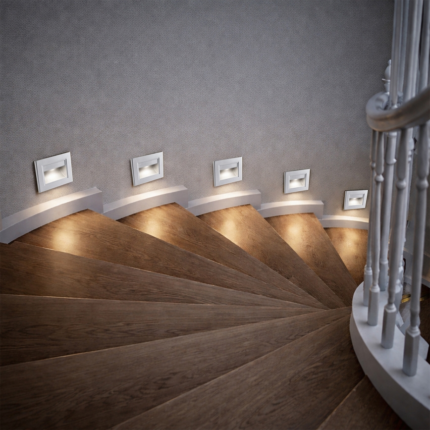 Brilagi - LED lépcsővilágító lámpa STEP LIGHT LED/1,5W/230V IP44 ezüst