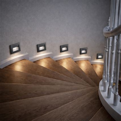 Brilagi - LED lépcsővilágító lámpa STEP LIGHT LED/1,5W/230V IP44 fekete
