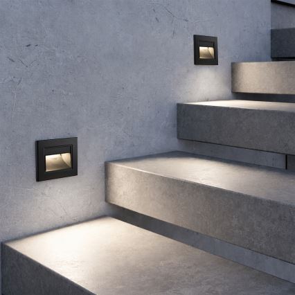 Brilagi - LED lépcsővilágító lámpa STEP LIGHT LED/1,5W/230V IP44 fekete